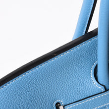 Load the image into the gallery viewer. 極美品 HERMES エルメス BIRKIN40 バーキン40 ハンドバッグ □O刻印 ブルージーン トゴ 内縫い 2011年製 シルバー金具 中古 4a006383