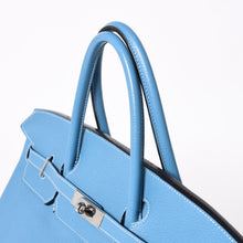 Load the image into the gallery viewer. 極美品 HERMES エルメス BIRKIN40 バーキン40 ハンドバッグ □O刻印 ブルージーン トゴ 内縫い 2011年製 シルバー金具 中古 4a006383