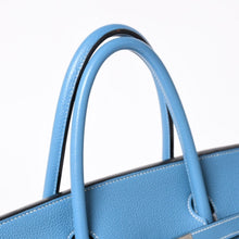 Load the image into the gallery viewer. 極美品 HERMES エルメス BIRKIN40 バーキン40 ハンドバッグ □O刻印 ブルージーン トゴ 内縫い 2011年製 シルバー金具 中古 4a006383