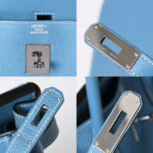 Load the image into the gallery viewer. 極美品 HERMES エルメス BIRKIN40 バーキン40 ハンドバッグ □O刻印 ブルージーン トゴ 内縫い 2011年製 シルバー金具 中古 4a006383