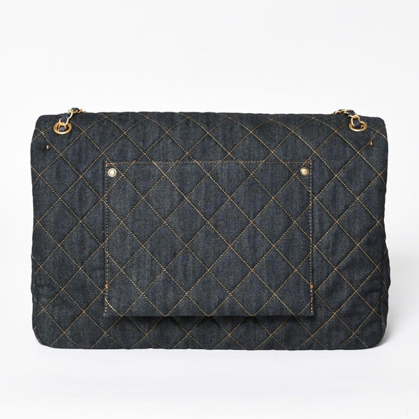 新品未使用 CHANEL シャネル デカマトラッセ38 Sフラップ Wチェーンショルダーバッグ ランダム番台 ココマーク デニム 中古 4a006419