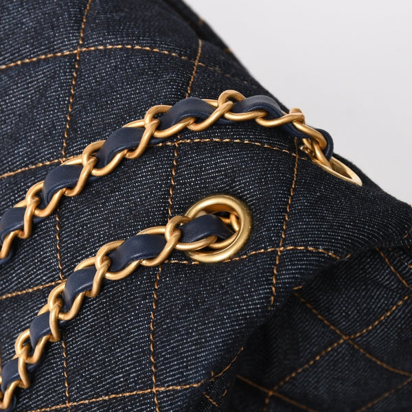 新品未使用 CHANEL シャネル デカマトラッセ38 Sフラップ Wチェーンショルダーバッグ ランダム番台 ココマーク デニム 中古 4a006419
