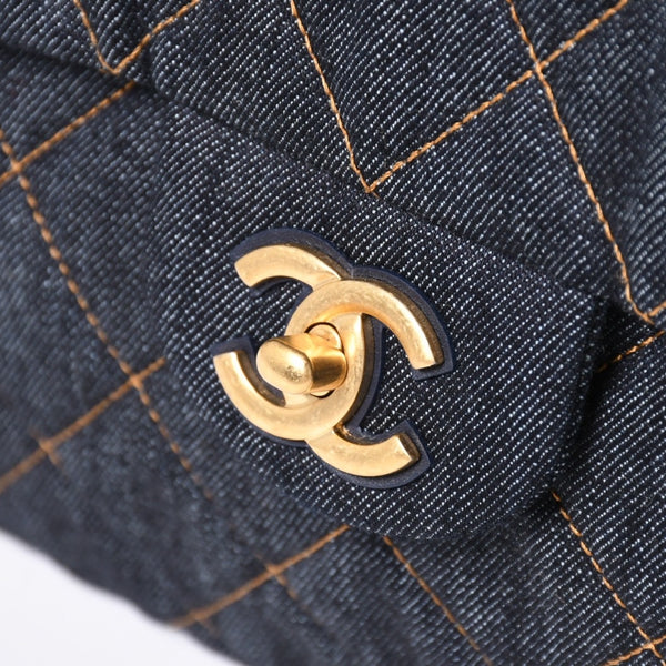 新品未使用 CHANEL シャネル デカマトラッセ38 Sフラップ Wチェーンショルダーバッグ ランダム番台 ココマーク デニム 中古 4a006419