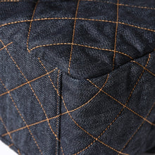 Load the image into the gallery viewer. 新品未使用 CHANEL シャネル デカマトラッセ38 Sフラップ Wチェーンショルダーバッグ ランダム番台 ココマーク デニム 中古 4a006419