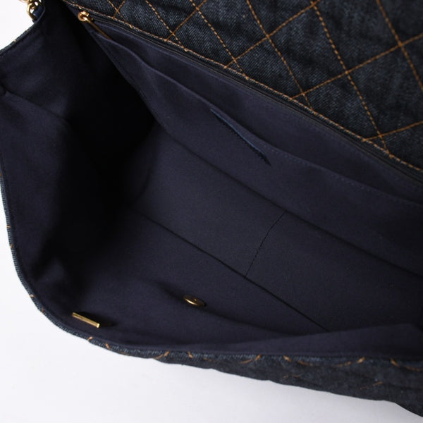 新品未使用 CHANEL シャネル デカマトラッセ38 Sフラップ Wチェーンショルダーバッグ ランダム番台 ココマーク デニム 中古 4a006419