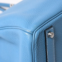 Load the image into the gallery viewer. 極美品 HERMES エルメス BIRKIN40 バーキン40 ハンドバッグ □O刻印 ブルージーン トゴ 内縫い 2011年製 シルバー金具 中古 4a006383