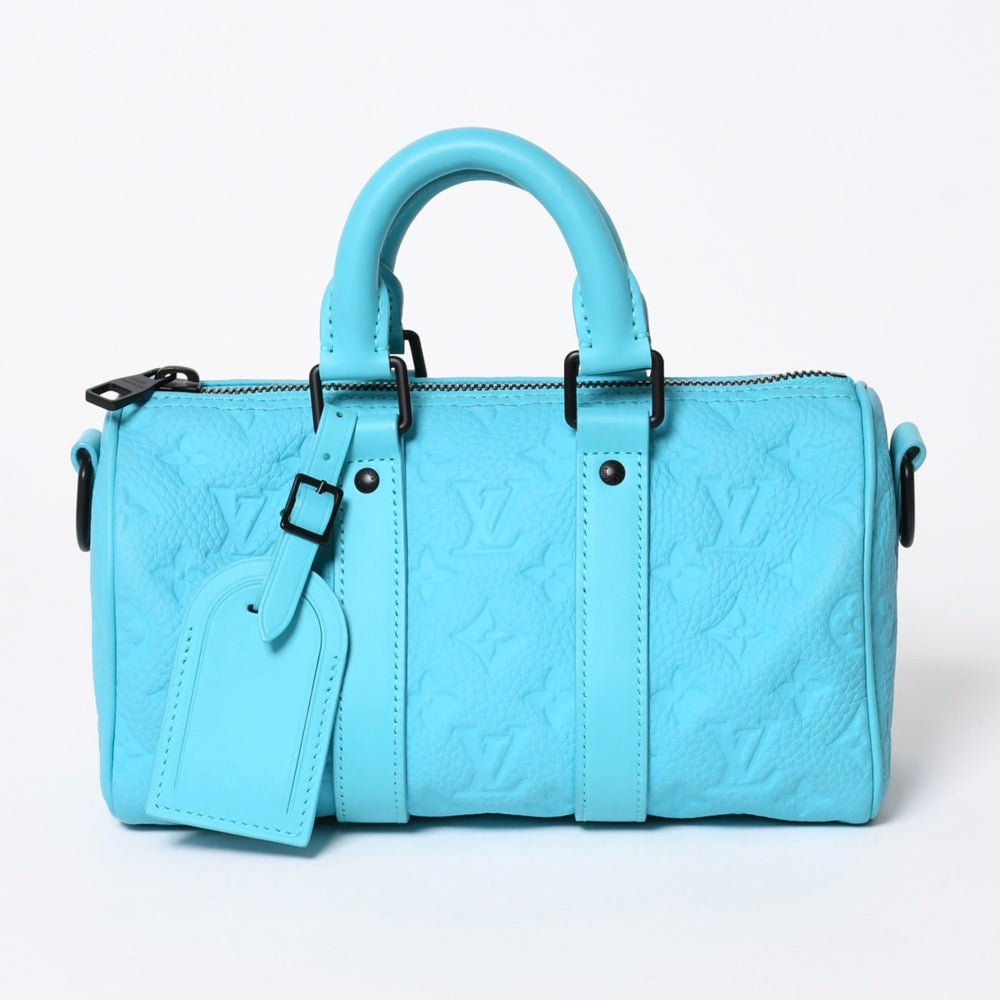 極美品 LOUIS VUITTON ルイヴィトン キーポルバンドリエール 25 モノグラムトリヨン ターコイズ ハンドバッグ レザー M11996 中古 4a006254