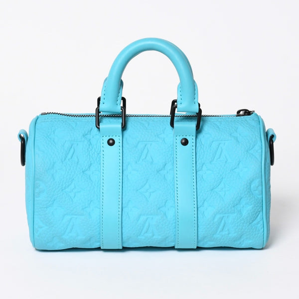 極美品 LOUIS VUITTON ルイヴィトン キーポルバンドリエール 25 モノグラムトリヨン ターコイズ ハンドバッグ レザー M11996 中古 4a006254