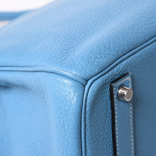 Load the image into the gallery viewer. 極美品 HERMES エルメス BIRKIN40 バーキン40 ハンドバッグ □O刻印 ブルージーン トゴ 内縫い 2011年製 シルバー金具 中古 4a006383