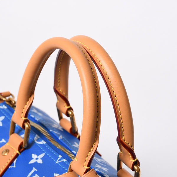新品同様 LOUIS VUITTON ルイヴィトン スピーディ P9 バンドリエール 25 ボストンバッグ M24424 ブルー ホワイト 中古 4a006931