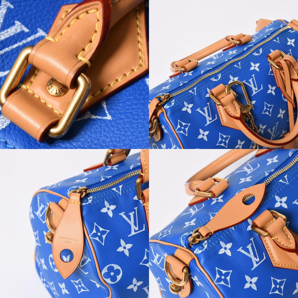 新品同様 LOUIS VUITTON ルイヴィトン スピーディ P9 バンドリエール 25 ボストンバッグ M24424 ブルー ホワイト 中古 4a006931