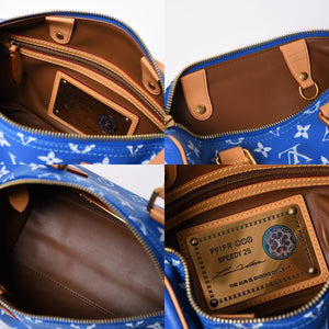 新品同様 LOUIS VUITTON ルイヴィトン スピーディ P9 バンドリエール 25 ボストンバッグ M24424 ブルー ホワイト 中古 4a006931