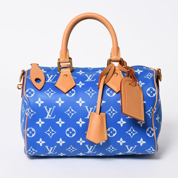 新品同様 LOUIS VUITTON ルイヴィトン スピーディ P9 バンドリエール 25 ボストンバッグ M24424 ブルー ホワイト 中古 4a006931