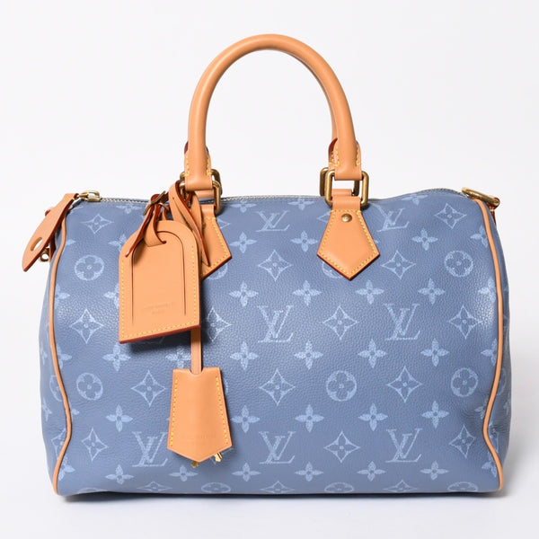 新品同様 LOUIS VUITTON ルイヴィトン スピーディ P9 バンドリエール 30 ハンドバッグ M28384 モノグラム シルクブルー 中古 4a006930
