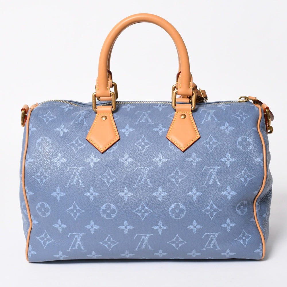 新品同様 LOUIS VUITTON ルイヴィトン スピーディ P9 バンドリエール 30 ハンドバッグ M28384 モノグラム シルクブルー 中古 4a006930