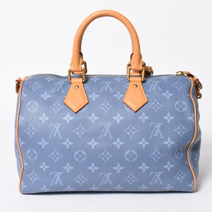 新品同様 LOUIS VUITTON ルイヴィトン スピーディ P9 バンドリエール 30 ハンドバッグ M28384 モノグラム シルクブルー 中古 4a006930