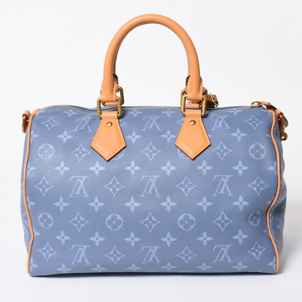 新品同様 LOUIS VUITTON ルイヴィトン スピーディ P9 バンドリエール 30 ハンドバッグ M28384 モノグラム シルクブルー 中古 4a006930