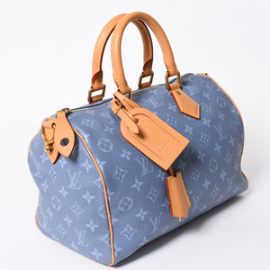 新品同様 LOUIS VUITTON ルイヴィトン スピーディ P9 バンドリエール 30 ハンドバッグ M28384 モノグラム シルクブルー 中古 4a006930