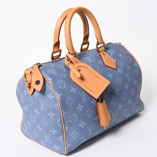 新品同様 LOUIS VUITTON ルイヴィトン スピーディ P9 バンドリエール 30 ハンドバッグ M28384 モノグラム シルクブルー 中古 4a006930
