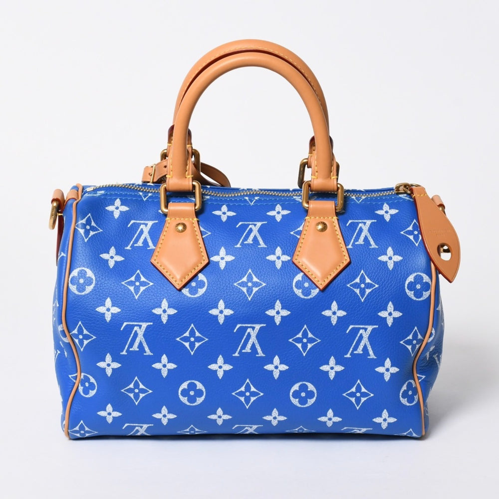 新品同様 LOUIS VUITTON ルイヴィトン スピーディ P9 バンドリエール 25 ボストンバッグ M24424 ブルー ホワイト 中古 4a006931