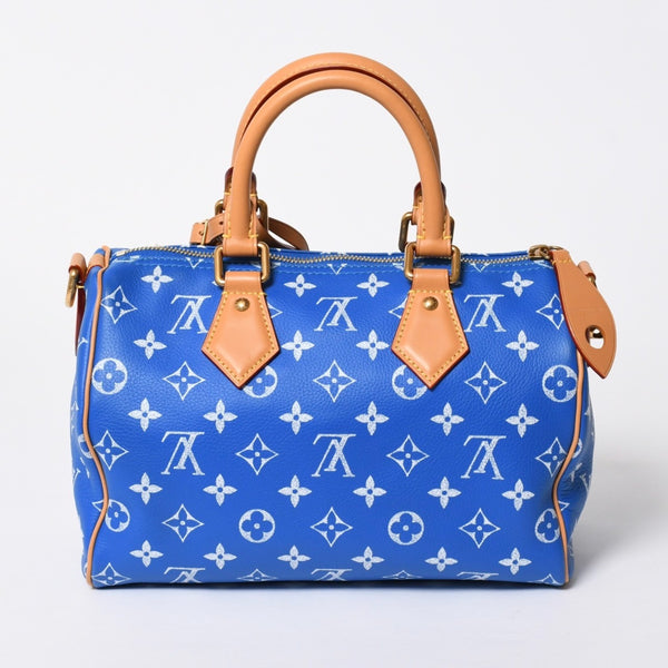 新品同様 LOUIS VUITTON ルイヴィトン スピーディ P9 バンドリエール 25 ボストンバッグ M24424 ブルー ホワイト 中古 4a006931