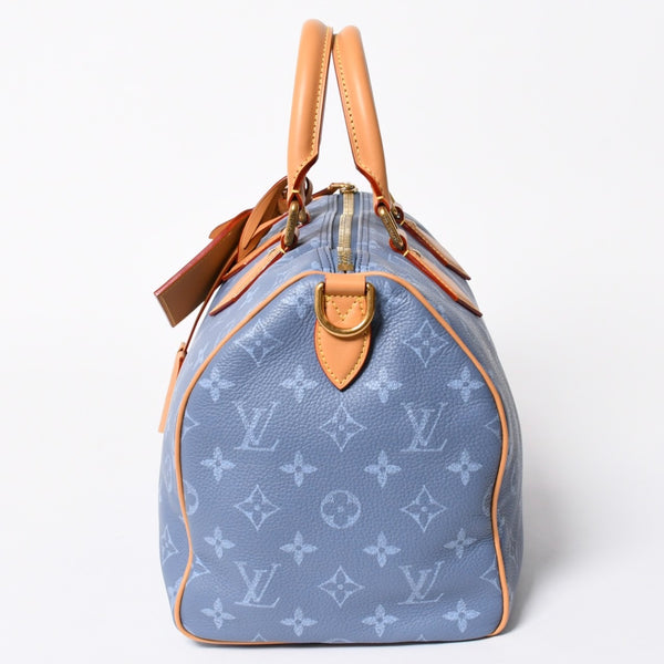 新品同様 LOUIS VUITTON ルイヴィトン スピーディ P9 バンドリエール 30 ハンドバッグ M28384 モノグラム シルクブルー 中古 4a006930