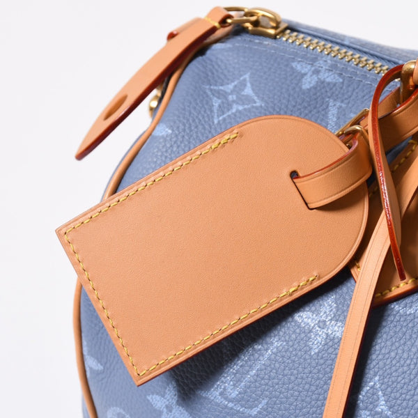新品同様 LOUIS VUITTON ルイヴィトン スピーディ P9 バンドリエール 30 ハンドバッグ M28384 モノグラム シルクブルー 中古 4a006930