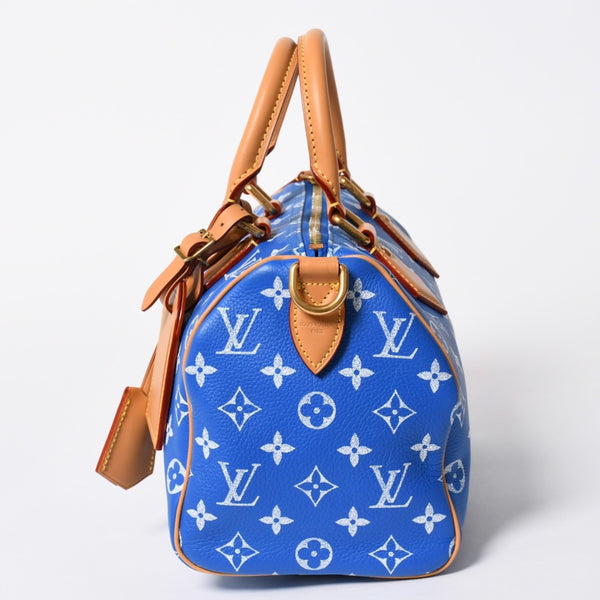 新品同様 LOUIS VUITTON ルイヴィトン スピーディ P9 バンドリエール 25 ボストンバッグ M24424 ブルー ホワイト 中古 4a006931