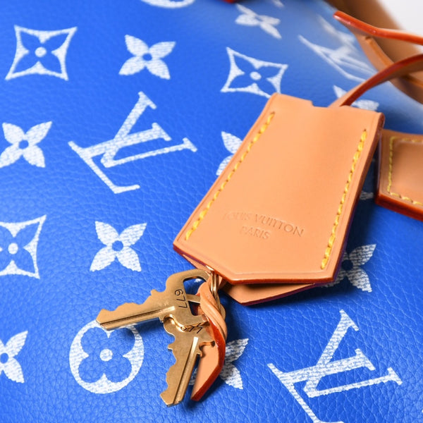 新品同様 LOUIS VUITTON ルイヴィトン スピーディ P9 バンドリエール 25 ボストンバッグ M24424 ブルー ホワイト 中古 4a006931