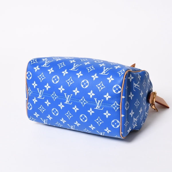 新品同様 LOUIS VUITTON ルイヴィトン スピーディ P9 バンドリエール 25 ボストンバッグ M24424 ブルー ホワイト 中古 4a006931