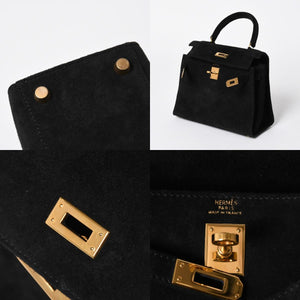 極美品 エルメス HERMES ミニケリー 20 ドブリスブラック ゴールド金具 外縫い 2WAY ショルダーバッグ 中古 4a006395