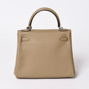 新品同様 HERMES エルメス ケリー25 2WAY ショルダーバッグ W刻印 ヴォースイフト ベージュマルファ シルバー金具 中古 4a006145