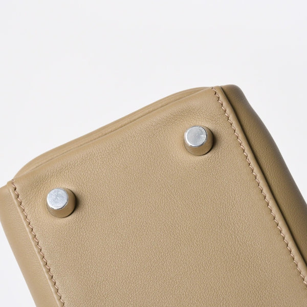 新品同様 HERMES エルメス ケリー25 2WAY ショルダーバッグ W刻印 ヴォースイフト ベージュマルファ シルバー金具 中古 4a006145
