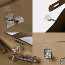 Load the image into the gallery viewer. 新品同様 HERMES エルメス ケリー25 2WAY ショルダーバッグ W刻印 ヴォースイフト ベージュマルファ シルバー金具 中古 4a006145