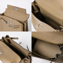 Load the image into the gallery viewer. 新品同様 HERMES エルメス ケリー25 2WAY ショルダーバッグ W刻印 ヴォースイフト ベージュマルファ シルバー金具 中古 4a006145