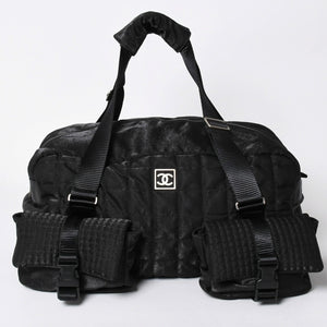 CHANEL シャネル スポーツライン ボストンバッグ ハンドバッグ キルティング 10番台 ブラック シルバー金具 美品 中古 4a006406