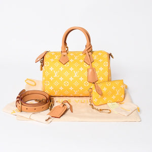 新品同様 LOUIS VUITTON ルイヴィトン スピーディ P9 バンドリエール 25 ボストンバッグ M24426 イエロー ホワイト 中古 4a006733