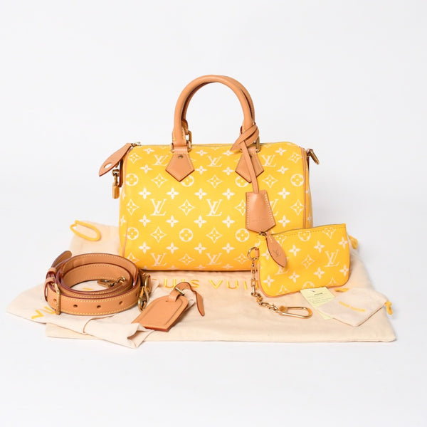 新品同様 LOUIS VUITTON ルイヴィトン スピーディ P9 バンドリエール 25 ボストンバッグ M24426 イエロー ホワイト 中古 4a006733