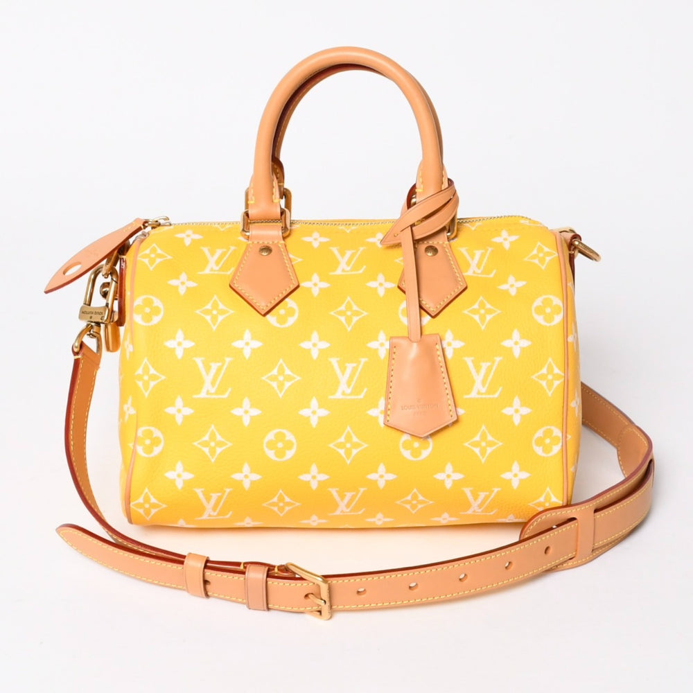 新品同様 LOUIS VUITTON ルイヴィトン スピーディ P9 バンドリエール 25 ボストンバッグ M24426 イエロー ホワイト 中古 4a006733