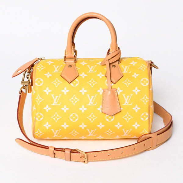新品同様 LOUIS VUITTON ルイヴィトン スピーディ P9 バンドリエール 25 ボストンバッグ M24426 イエロー ホワイト 中古 4a006733
