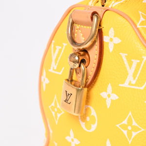 新品同様 LOUIS VUITTON ルイヴィトン スピーディ P9 バンドリエール 25 ボストンバッグ M24426 イエロー ホワイト 中古 4a006733