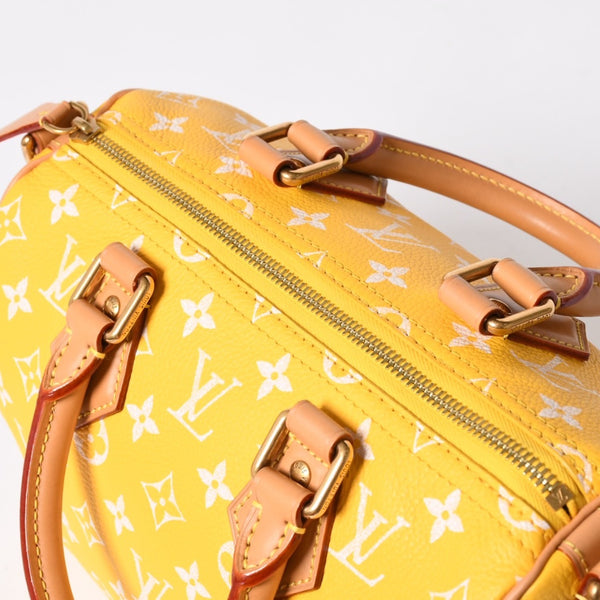 新品同様 LOUIS VUITTON ルイヴィトン スピーディ P9 バンドリエール 25 ボストンバッグ M24426 イエロー ホワイト 中古 4a006733