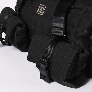CHANEL シャネル スポーツライン ボストンバッグ ハンドバッグ キルティング 10番台 ブラック シルバー金具 美品 中古 4a006406