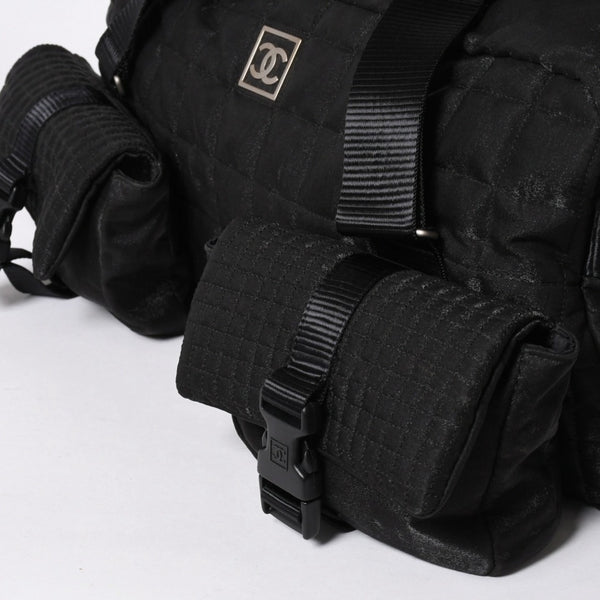 CHANEL シャネル スポーツライン ボストンバッグ ハンドバッグ キルティング 10番台 ブラック シルバー金具 美品 中古 4a006406