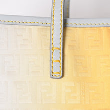 将图片加载到图库查看器中。 極美品 FENDI フェンディ ズッキーノ FFロゴ トートバッグ ハンドバッグ 8BH099 キャンバス レザー グレー イエロー 中古 4a006497