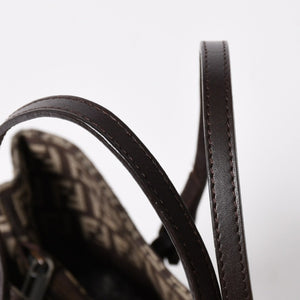 Very good condition FENDI Zucchino pattern handbag canvas leather brown black metal hardware used 4a006495