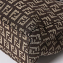 将图片加载到图库查看器中。 極美品 FENDI フェンディ ズッキーノ柄 ハンドバッグ キャンバス レザー ブラウン ブラックメタル金具 中古 4a006495
