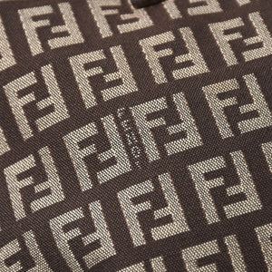 Very good condition FENDI Zucchino pattern handbag canvas leather brown black metal hardware used 4a006495