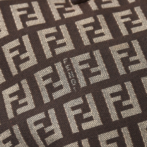 Very good condition FENDI Zucchino pattern handbag canvas leather brown black metal hardware used 4a006495