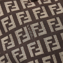 将图片加载到图库查看器中。 極美品 FENDI フェンディ ズッキーノ柄 ハンドバッグ キャンバス レザー ブラウン ブラックメタル金具 中古 4a006495